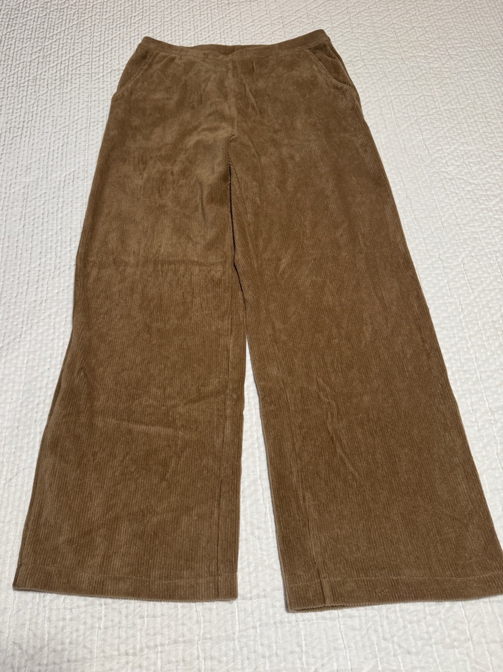 L.L.Bean Corduroy Wide-Leg Pants in Camel Tan